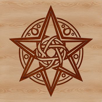 A detailed illustration of an ornate pentagram surrounded by gothic arches, suitable for Halloween decorations.
