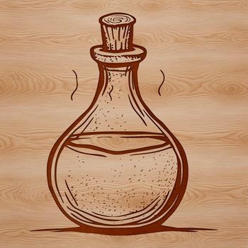An SVG clip art image of a cauldron brewing a magical potion surrounded by autumnal foliage and spooky elements.