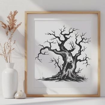 Spooky Tree In SVG, PNG, PDF And DXF Formats