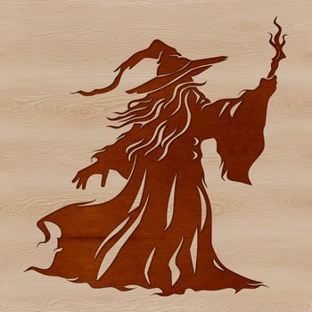 A medieval-style wizard character with pointed hat and staff, suitable for fantasy-themed projects.