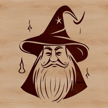 A medieval-style wizard with a pointed head and long white beard, symbolizing fantasy magic.