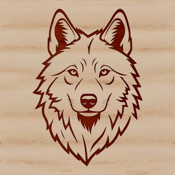 A wolf's head with detailed fur texture, ideal for vector art designs and cut-out projects.