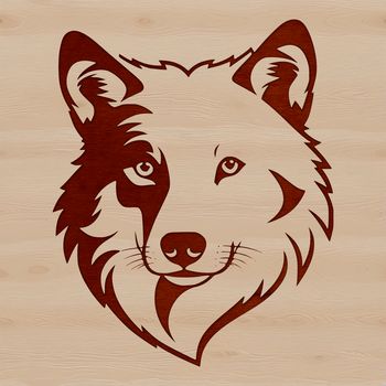 Wild animal head illustration, a close-up of a wolf's face, designed as a vector graphic.