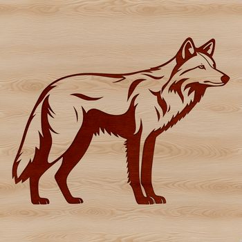 A single standing wolf depicted in detailed vector graphics.