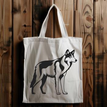A wolf standing in its full body form, depicted as vector art.