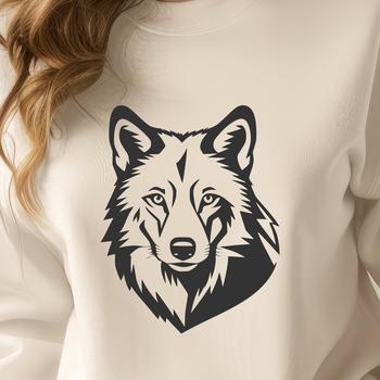 A detailed illustration of a wolf's head, suitable for cutting machine designs and vector art.