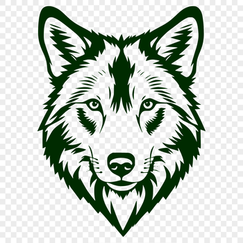 A wolf's head in vector format, suitable for cutting or laser engraving projects.