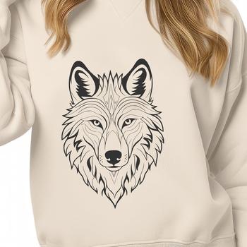 A realistic illustration of a wolf's head, suitable for clip art and vector design.