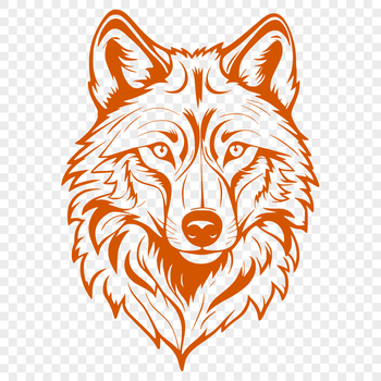 An SVG graphic featuring the detailed design of a wolf's face.