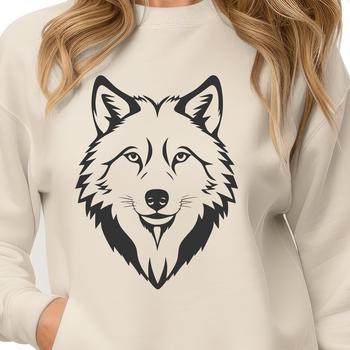 A detailed illustration of a wolf's head with fur texture, suitable for vector art design projects.
