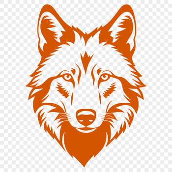 A detailed illustration of a wolf's head with intricate facial features.