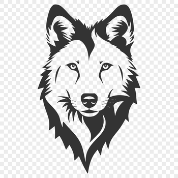 A wolf's head is depicted in this high-quality vector illustration, suitable for various applications and designs.