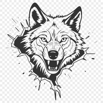 A realistic wolf head illustration in vector format.