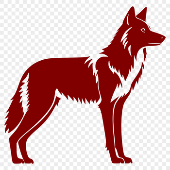 A stylized digital representation of a wolf in full body form, suitable for use as vector art.