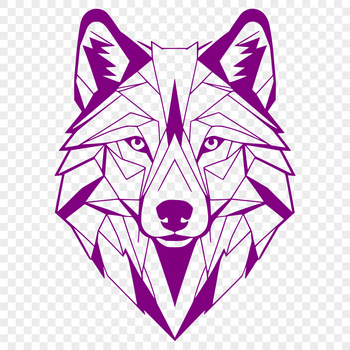 An SVG vector art design featuring a wolf silhouette with bold lines and textures.