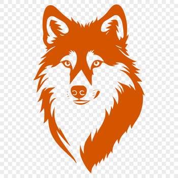A high-resolution digital illustration of a wolf's head, suitable for vector graphics and cutting machines.