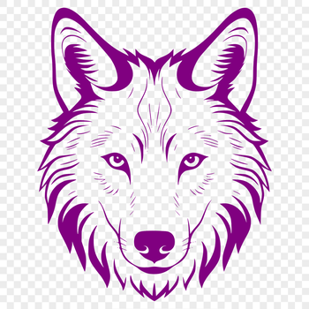A detailed illustration of a wolf's head, rendered as a vector graphic.
