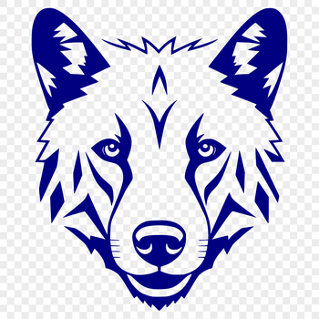Close-up portrait of a wolf with detailed fur texture, available as a downloadable vector file.