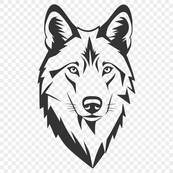 A single wolf's head in a vector format, suitable for various design applications.