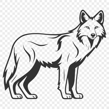 A single wolf standing upright on its hind legs, depicted in detailed vector art.