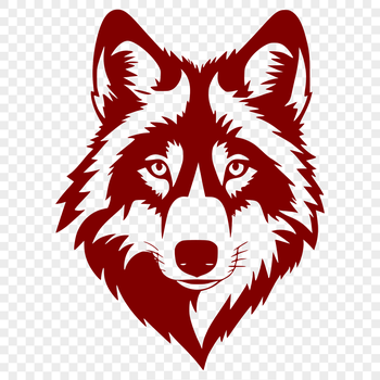 Vector illustration of a wolf's head, suitable for digital design and printing.