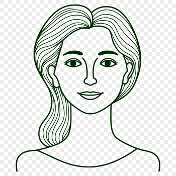 A digital illustration of a woman in a minimalist style, suitable for vector graphics and various design applications.