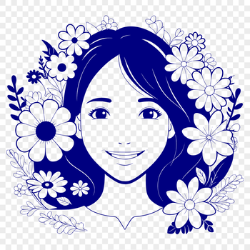 Illustration of a female figure with floral elements, suitable for vector designs.