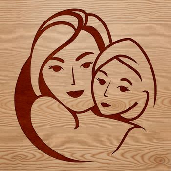 Female figure in a relaxed pose with a warm expression, suitable for Mothers Day designs or parenting themes.