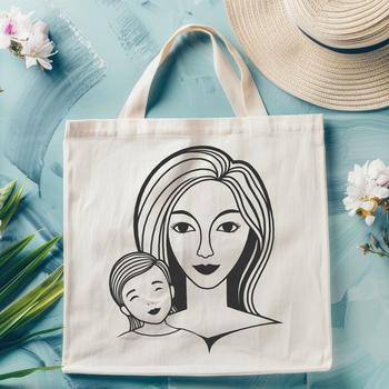 A simple illustration of a woman representing a mother figure.