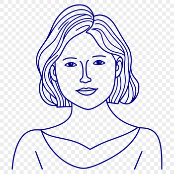 A digital illustration of a woman in simple line art style.