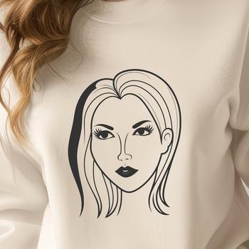 A simple illustration of a woman in profile.