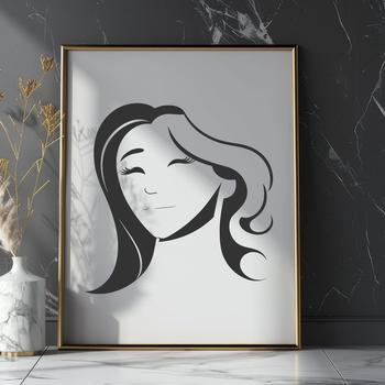 A digital illustration of a woman in simple vector design.