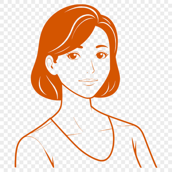 A line drawing of a woman, suitable for use in digital design projects.