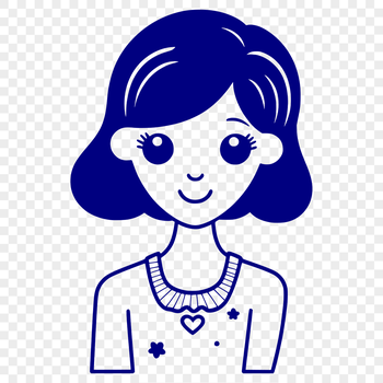 A stylized illustration of a woman designed as a vector graphic.
