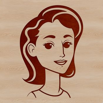 A simple line art illustration of a woman, suitable for vector graphics and cutting machine designs.