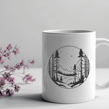 A stylized illustration of trees in a forest setting, created as a scalable vector graphic.