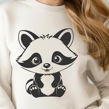 Raccoon silhouette vector illustration with detailed texture and pattern.