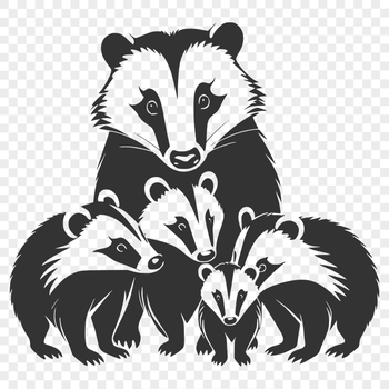 A wild badger standing on its hind legs, shown as a simple vector illustration.