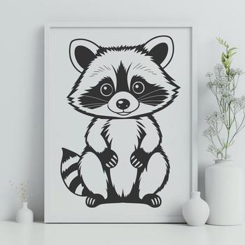 A simple raccoon design created using vector graphics for various applications.