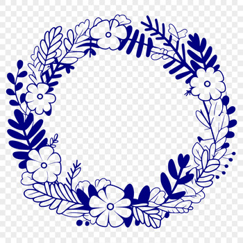 An illustrated floral pattern forming a circular wreath shape in vector format.