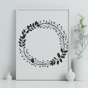 A floral wreath design made from individual flowers and leaves, suitable for digital cutting machines like Cricut.