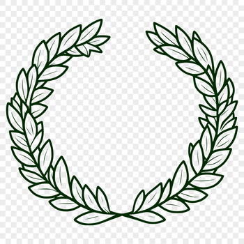 A detailed floral wreath design made from connected lines and shapes.