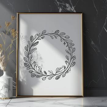 A floral SVG design featuring a stylized wreath with various flowers and leaves.