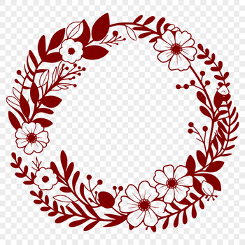 An intricately designed vector floral wreath illustration, ideal for use in graphic design, web development, and DIY crafts.