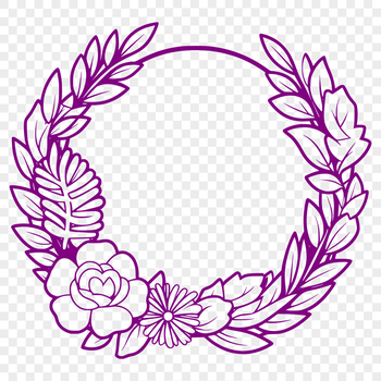 A floral wreath design made from interlocking flowers and leaves in a digital vector format.