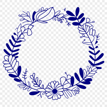 A digital floral wreath design made from interlocking flowers and leaves.