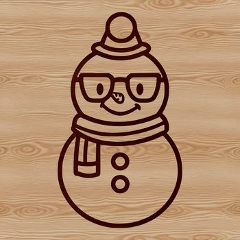 A snowman made from stacked snowballs with a top hat and scarf, suitable for winter and Christmas designs.
