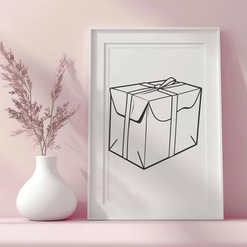 Simple white box outline vector art for digital design and craft projects.