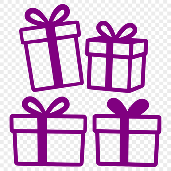 An SVG graphic of a present wrapped in paper with a colorful bow tied around it.