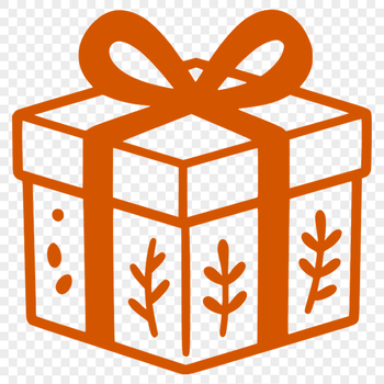 A minimalist illustration of a gift wrapped in paper with a ribbon bow.